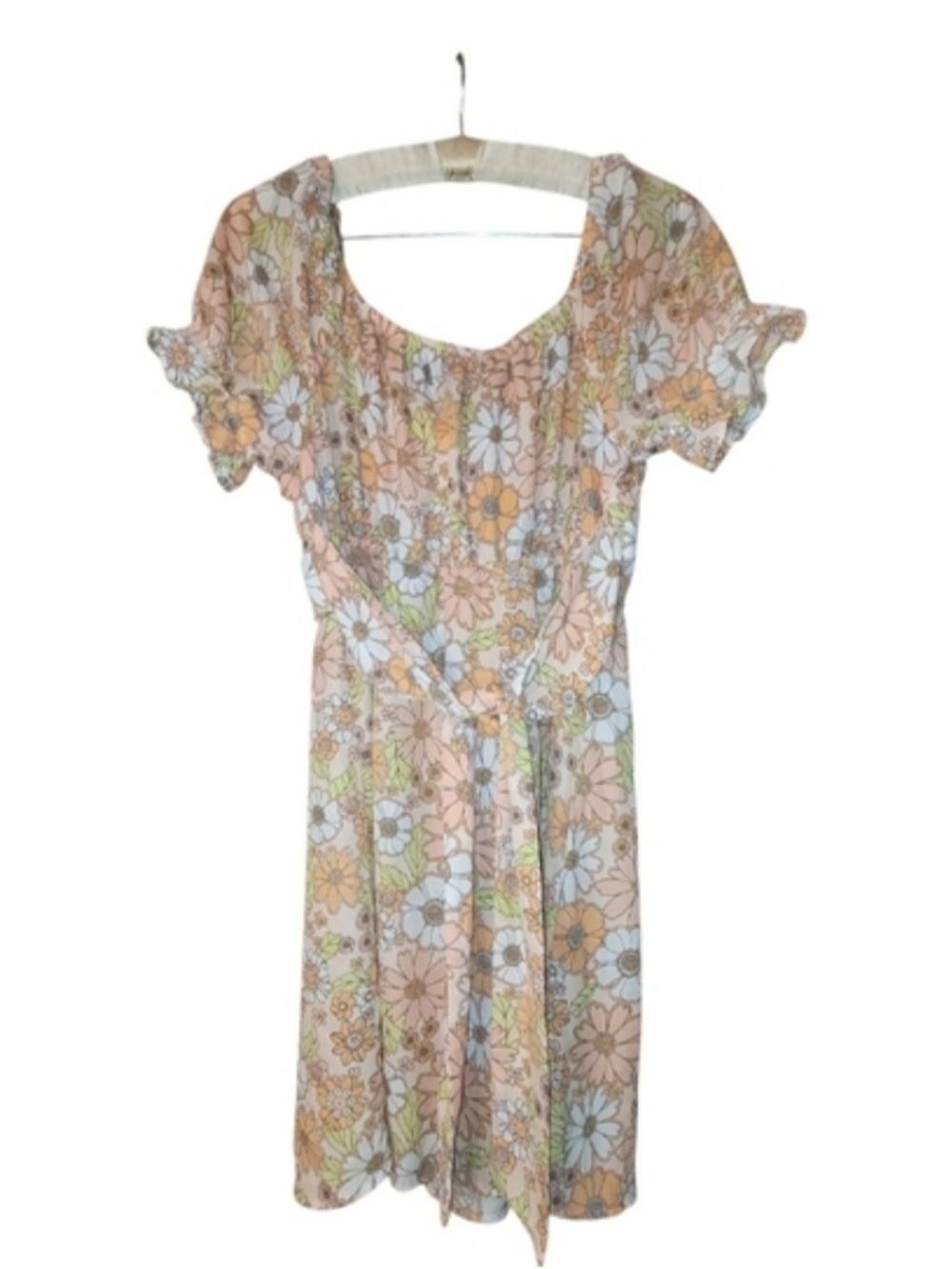 Peasant Garden Fairy Coquettte Madden NYC Floral Puff Sleeve Peasant M - Picture 3 of 5